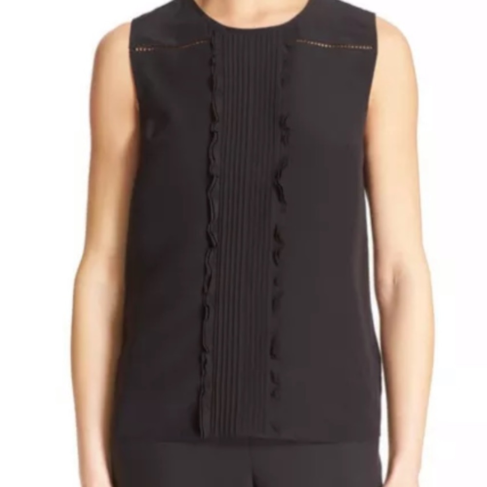 kate spade new york black pleated silk top 2